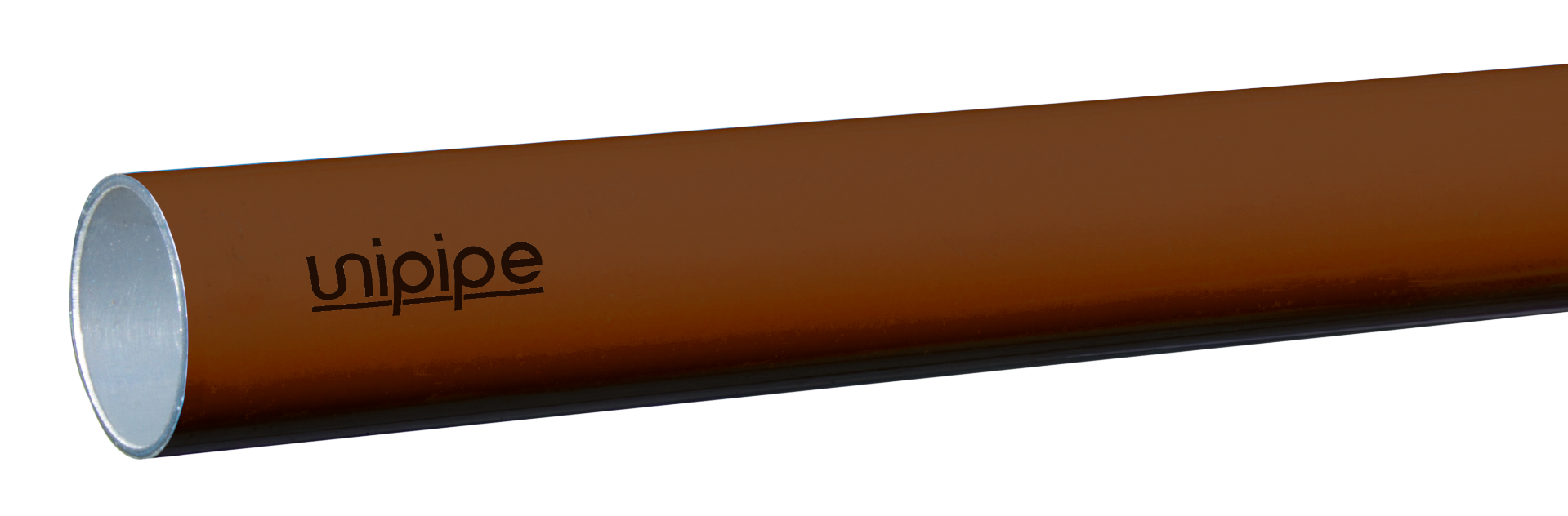 Brown pipe with 'unipipe' branding on a white background