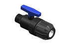 Black flashlight with blue switch on a white background