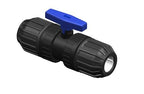 Black flashlight with a blue switch on a white background