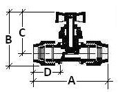 Technical drawing of a mechanical component with labeled dimensions