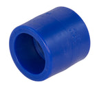 Blue plastic fitting on a white background
