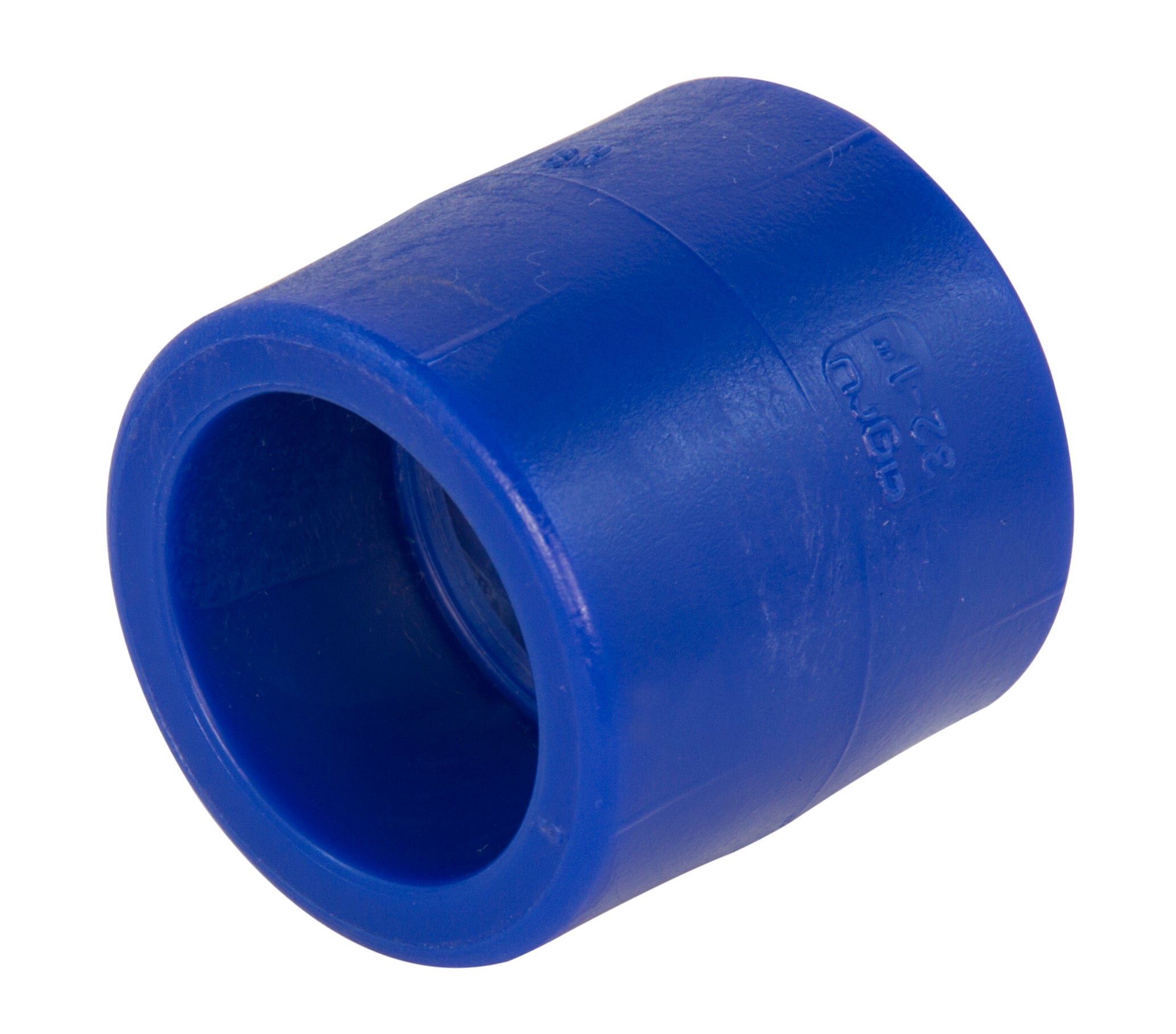 Blue plastic fitting on a white background