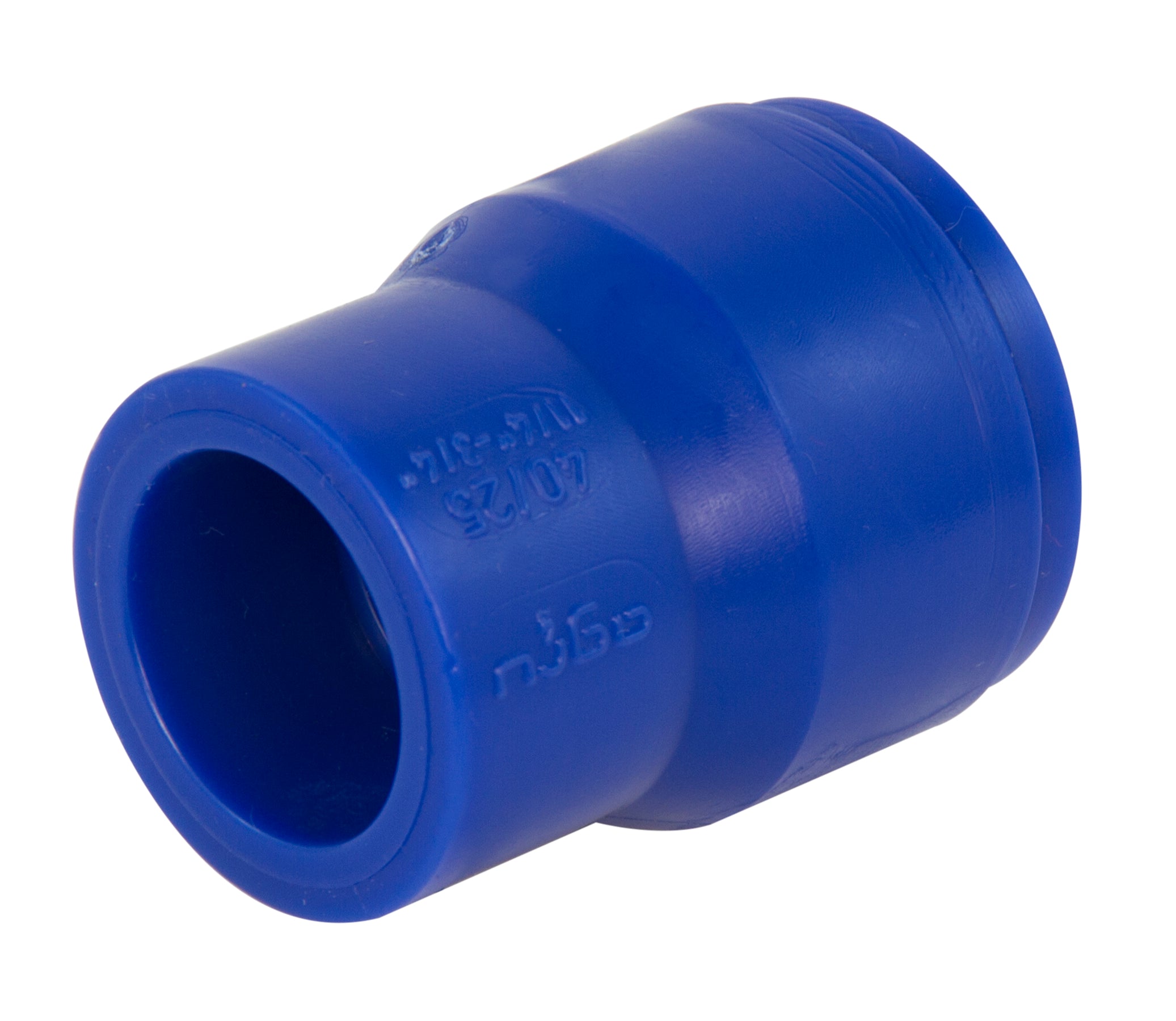 Blue plastic fitting on a white background