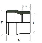 Technical drawing of a mechanical component with dimensions labeled