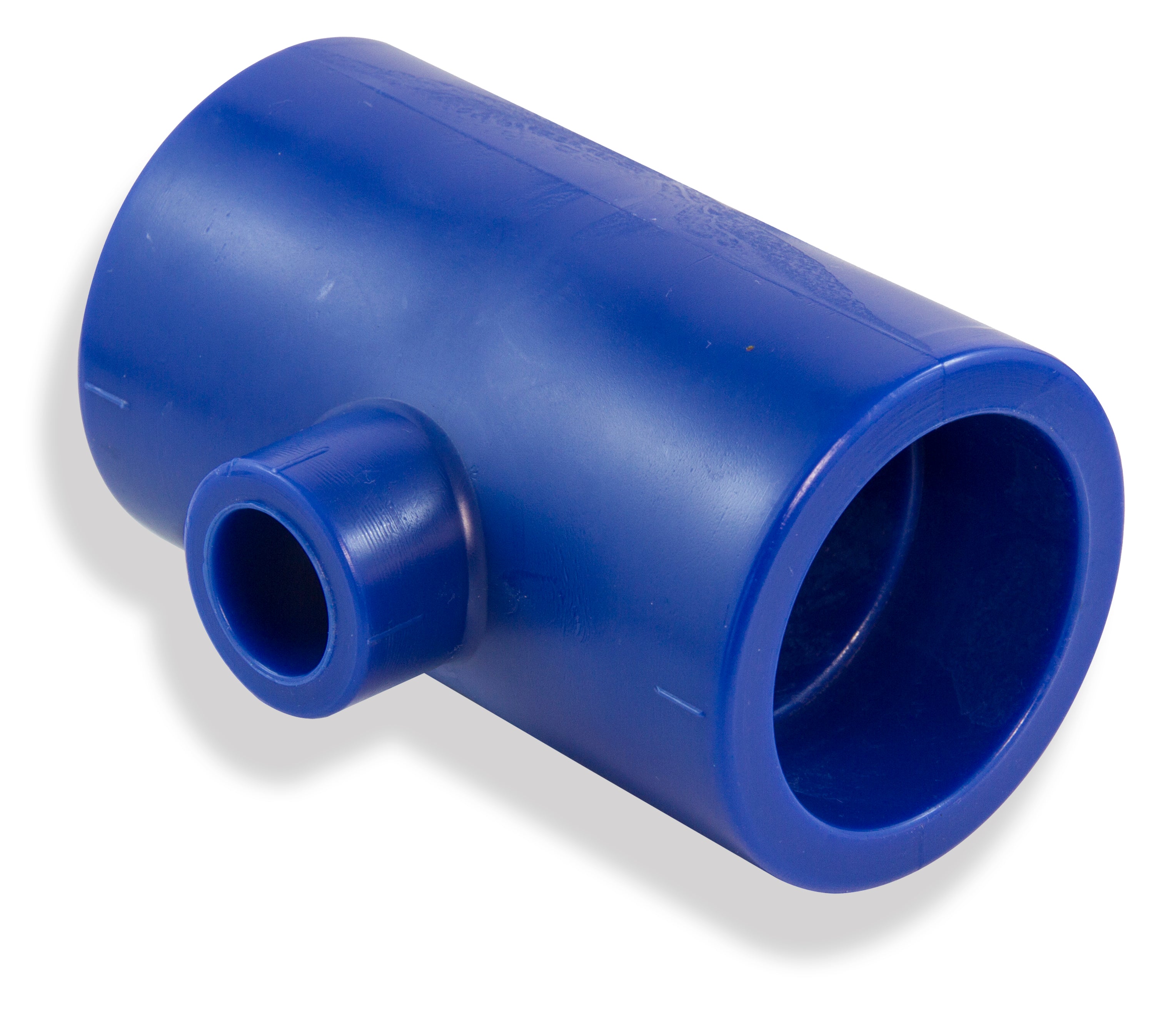 Blue plastic fitting on a white background