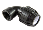 Black plastic fitting on a white background