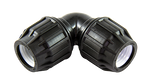 Black plastic fitting on a white background