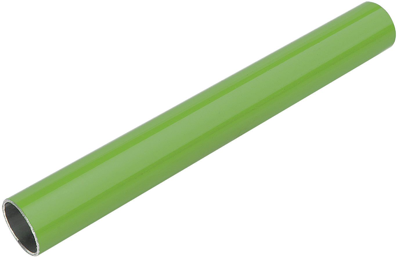 Green metal tube on a white background