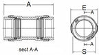 Technical drawing of a mechanical component with sectional view and dimensions.