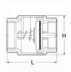 Technical drawing of a mechanical component with dimensions labeled